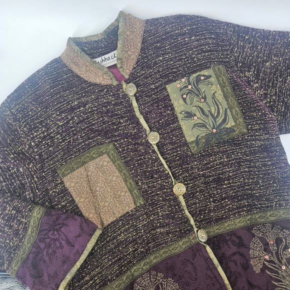 Flashback Jackets & Blazers - Flashback Womens M Jacket Cotton Rayon Patchwork Floral Sequin Boho Artistic Y2K